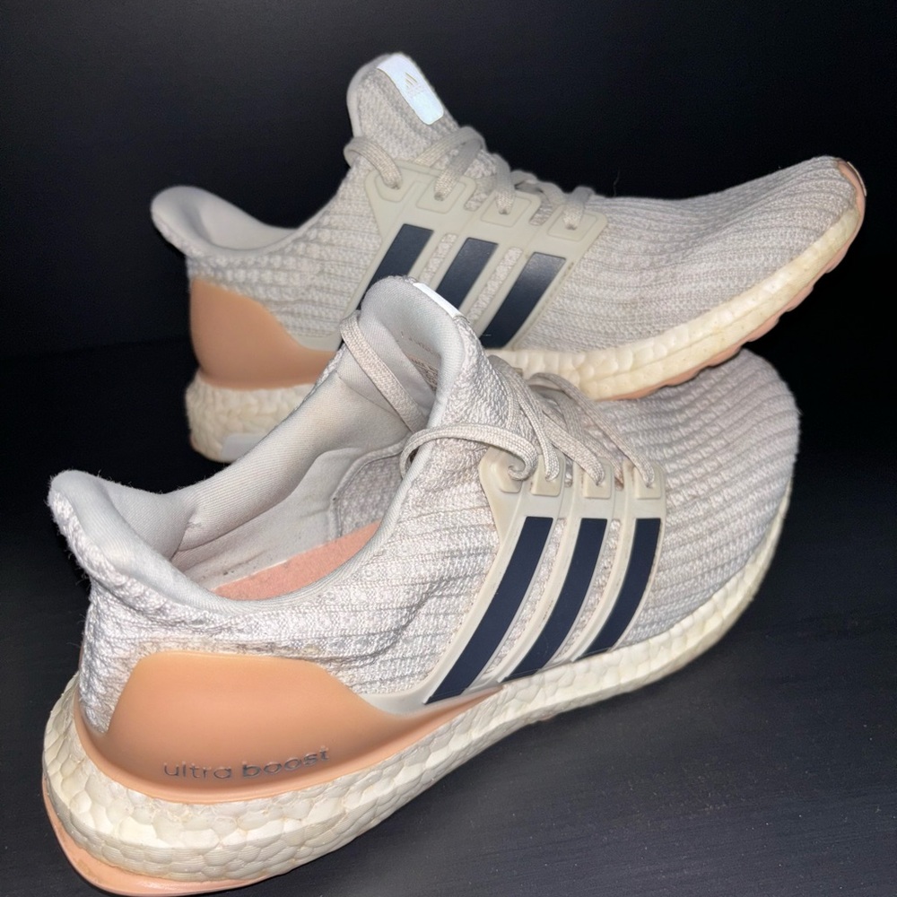 Adidas Ultra Boost Gray and Tan Athletic Shoes